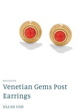 NEW Brighton Gold Round Carnelian Cabachon Studs